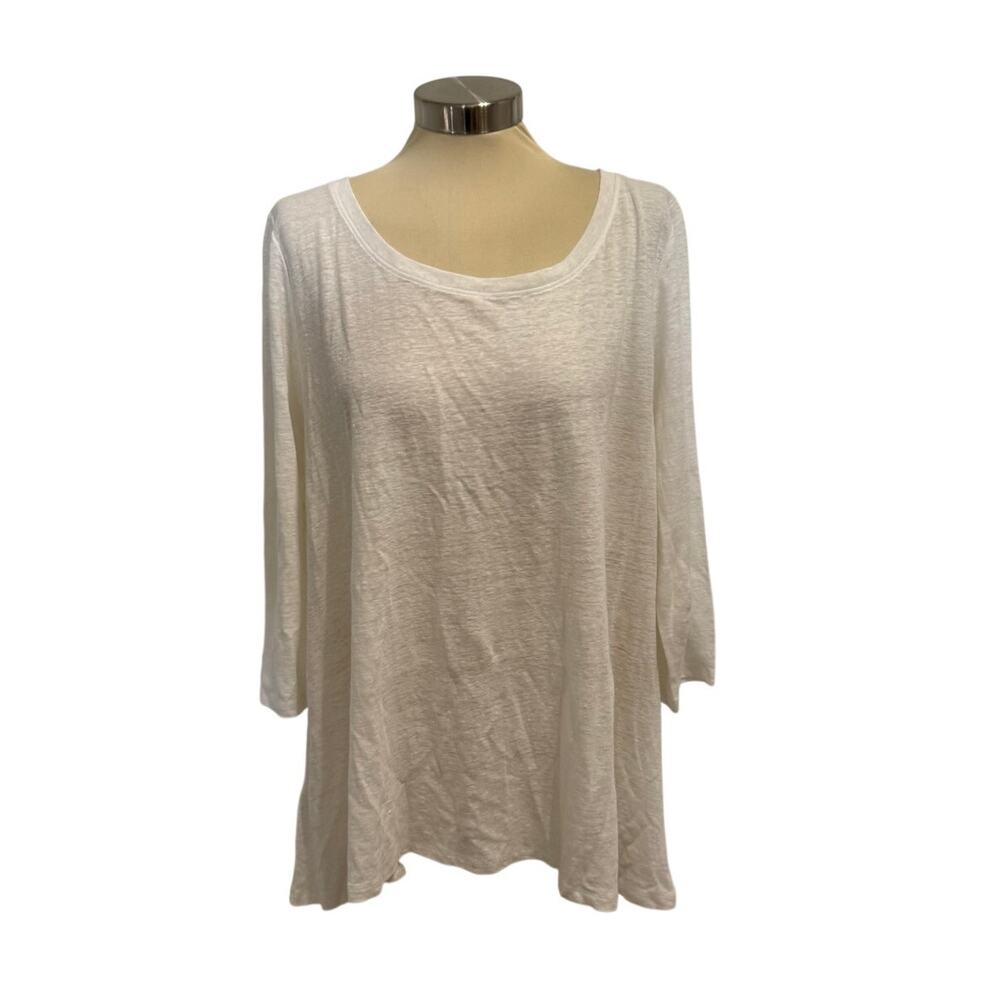 Eileen Fisher Organic Linen Tunic Top Size 1X NWT Slub Knit 3/4 Sleeve Lagenlook